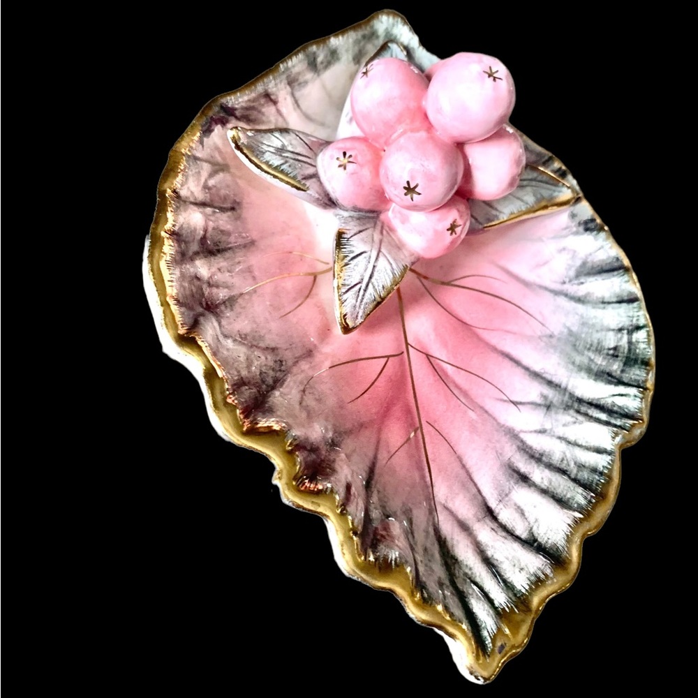 UCAGCO Berries Candy Jewelry Trinket Dish Japan Circa 1950's Pink Vintage - Picture 3 of 6
